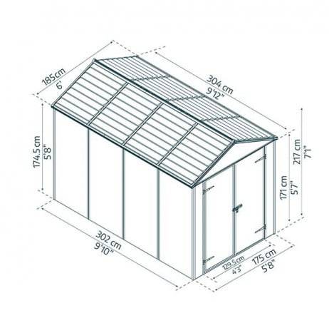 Canopia - Canopia Abri de jardin Rubicon 7m² Gris - Imagen 6