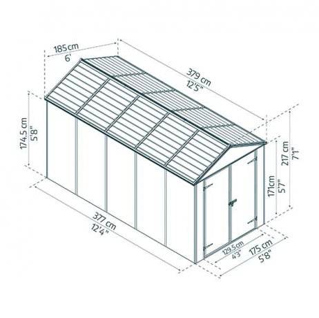 Canopia - Canopia Abri de jardin Rubicon 7m² Gris - Imagen 8
