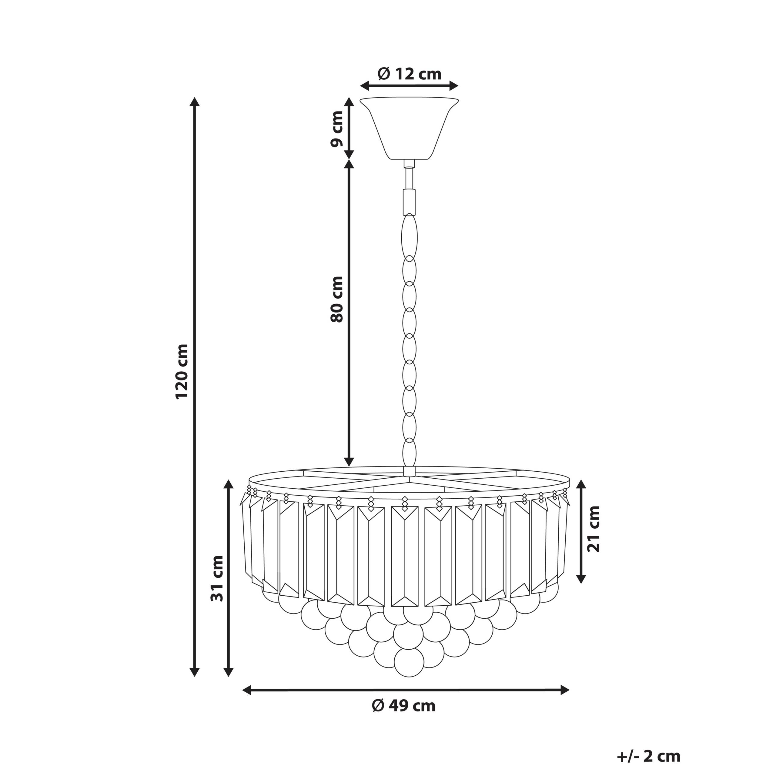 Beliani - Lampe suspension Cristal Doré ACHEIRO L - 49x49x120- Beliani - Image 3