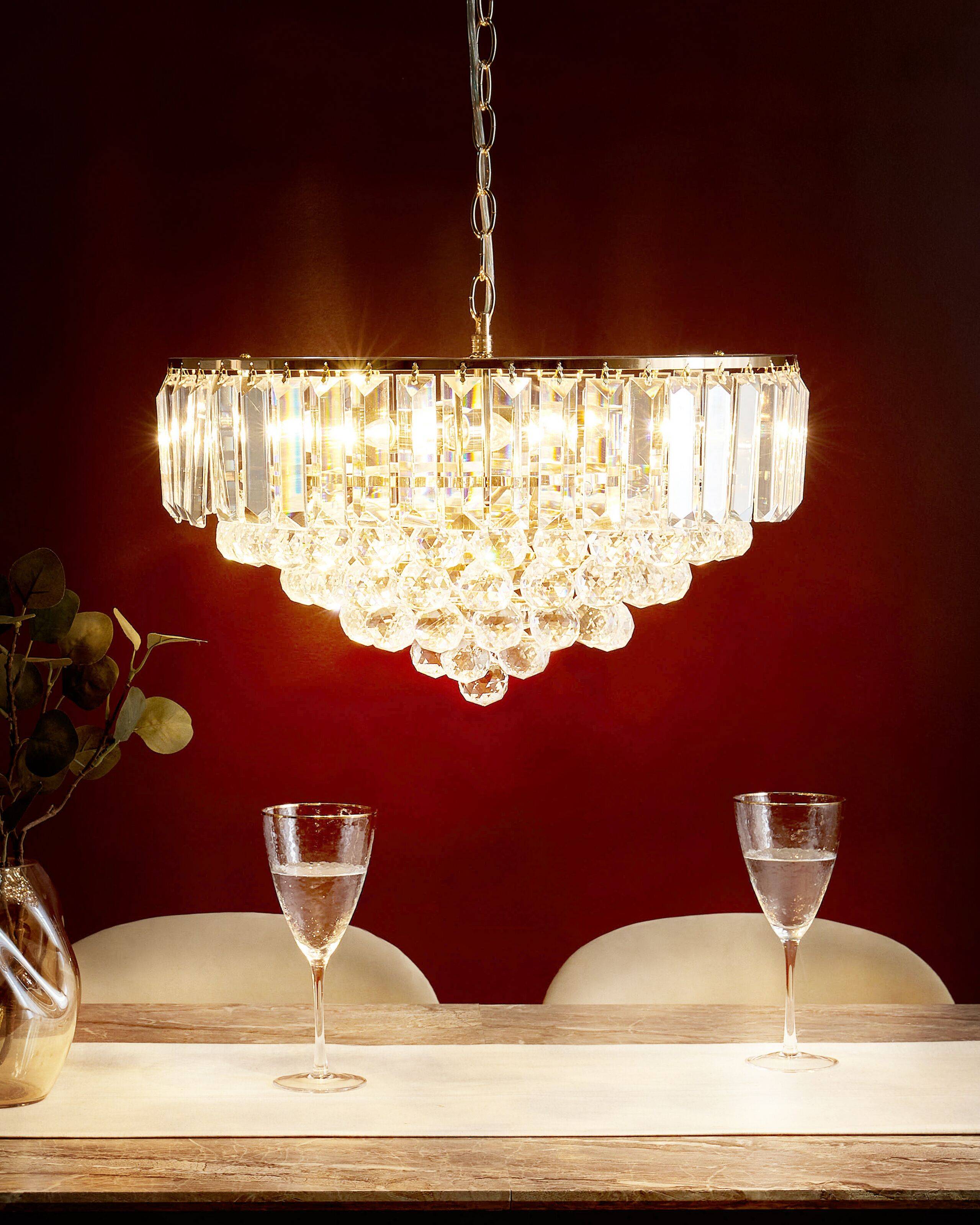Beliani - Lampe suspension Cristal Doré ACHEIRO L - 49x49x120- Beliani - Image 1