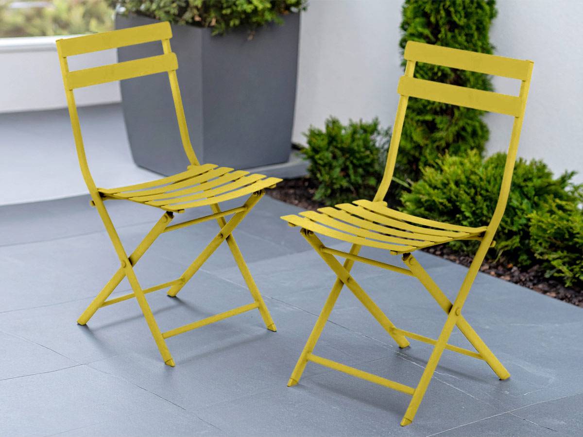 Hesperide - Lot de 2 Chaises de jardin métal pliante Greensboro Moutarde - Hesperide - Imagen 2