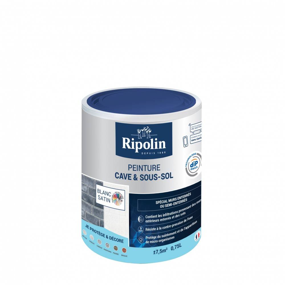 Ripolin - Peinture cave et sol Rip etanch, RIPOLIN blanc 0.75 l