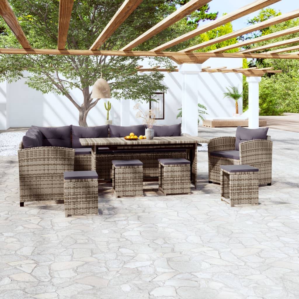 Vidaxl - Salon de jardin 7 pcs avec coussins résine tressée gris vidaXL 3098170 - Imagen 1