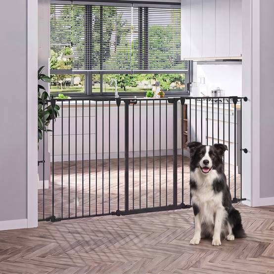 Sans Marque - Clôture pour animaux pliable en acier, 3 panneaux, double verrouillage et verrouillage auxiliaire, 206 x 90 cm, noire - Image 3