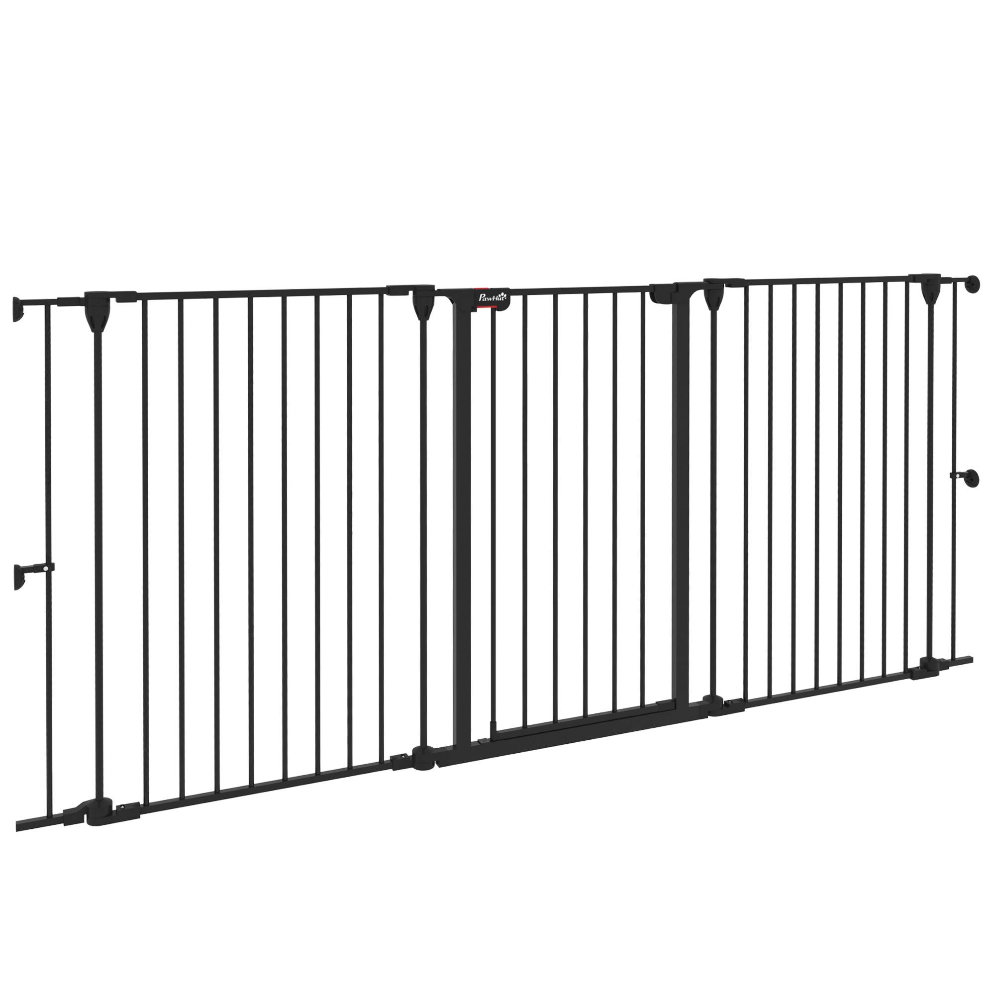 Sans Marque - Clôture pour animaux pliable en acier, 3 panneaux, double verrouillage et verrouillage auxiliaire, 206 x 90 cm, noire - Image 1