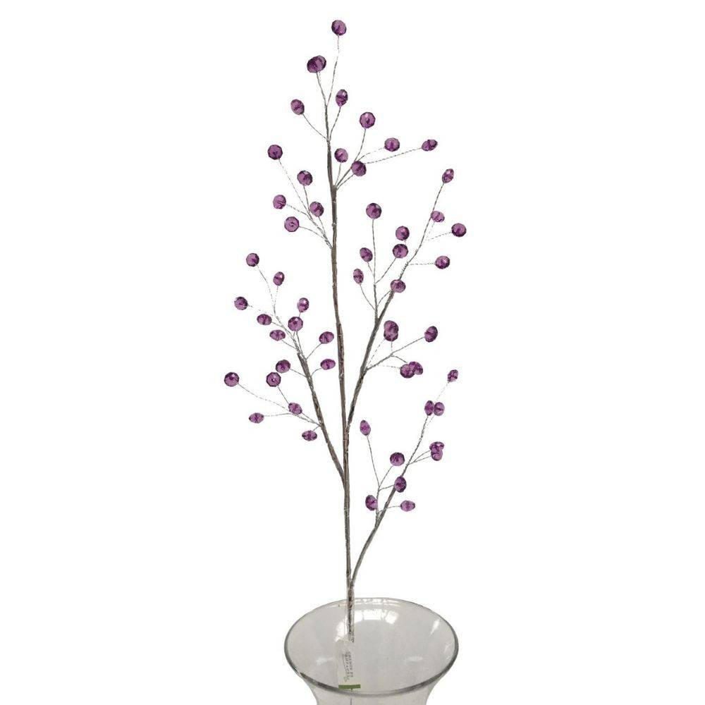 Branche de fleurs «Pastilles Cristal» en verre violet 90cm Chemin de campagne - Imagen 1