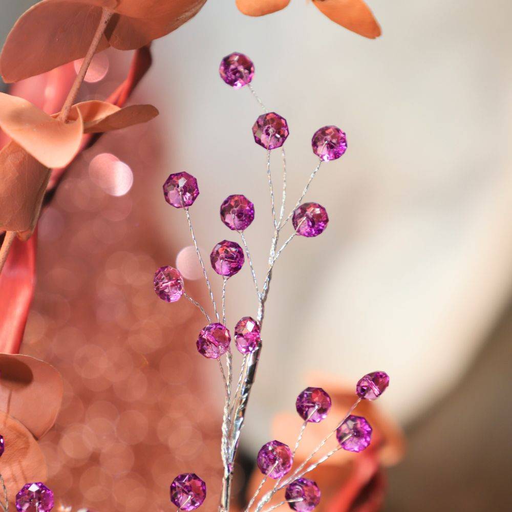 Branche de fleurs «Pastilles Cristal» en verre violet 90cm Chemin de campagne - Imagen 5