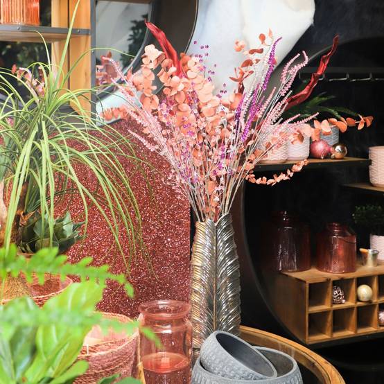 Branche de fleurs «Pastilles Cristal» en verre violet 90cm Chemin de campagne - Imagen 3