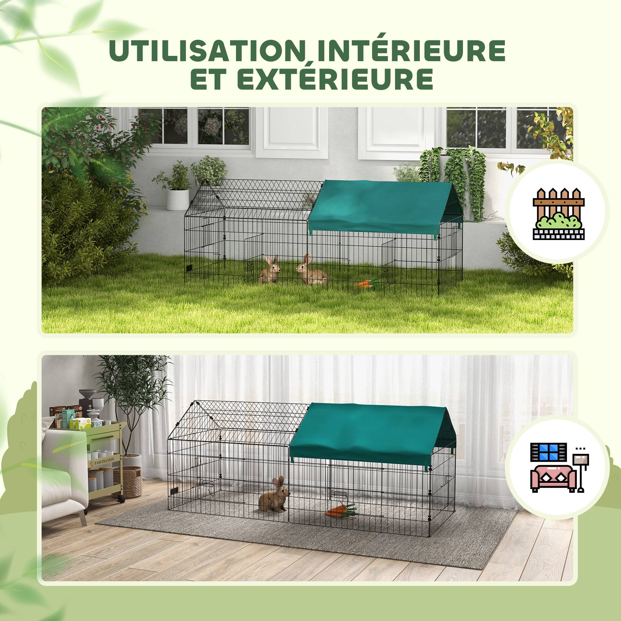 Enclos lapin acier vert 185 x 75 x 75 cm - PANGIVO - Image 10