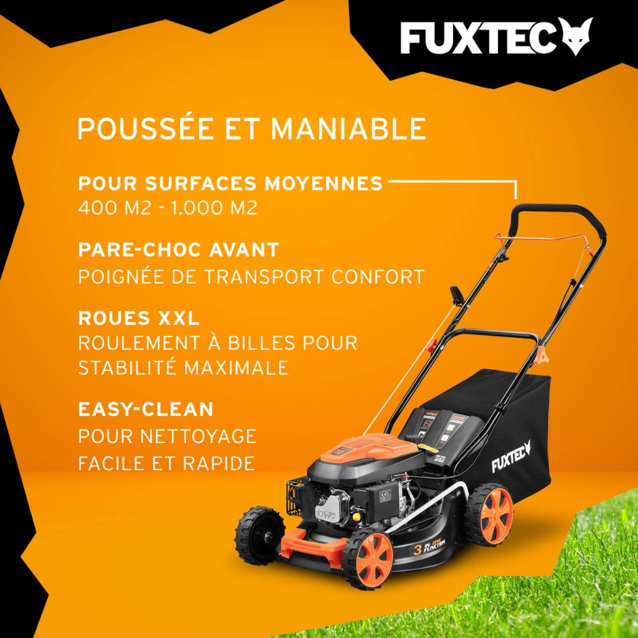 FUXTEC - Tondeuse à Gazon Thermique FUXTEC 146 cm³ 46 cm – Poussée, Bac 50L – Modèle FX-RM4646ECO 3,5 CV - Image 5