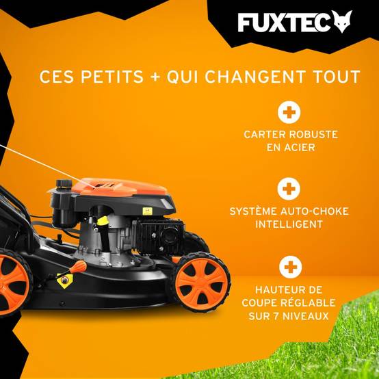 FUXTEC - Tondeuse à Gazon Thermique FUXTEC 146 cm³ 46 cm – Poussée, Bac 50L – Modèle FX-RM4646ECO 3,5 CV - Image 4