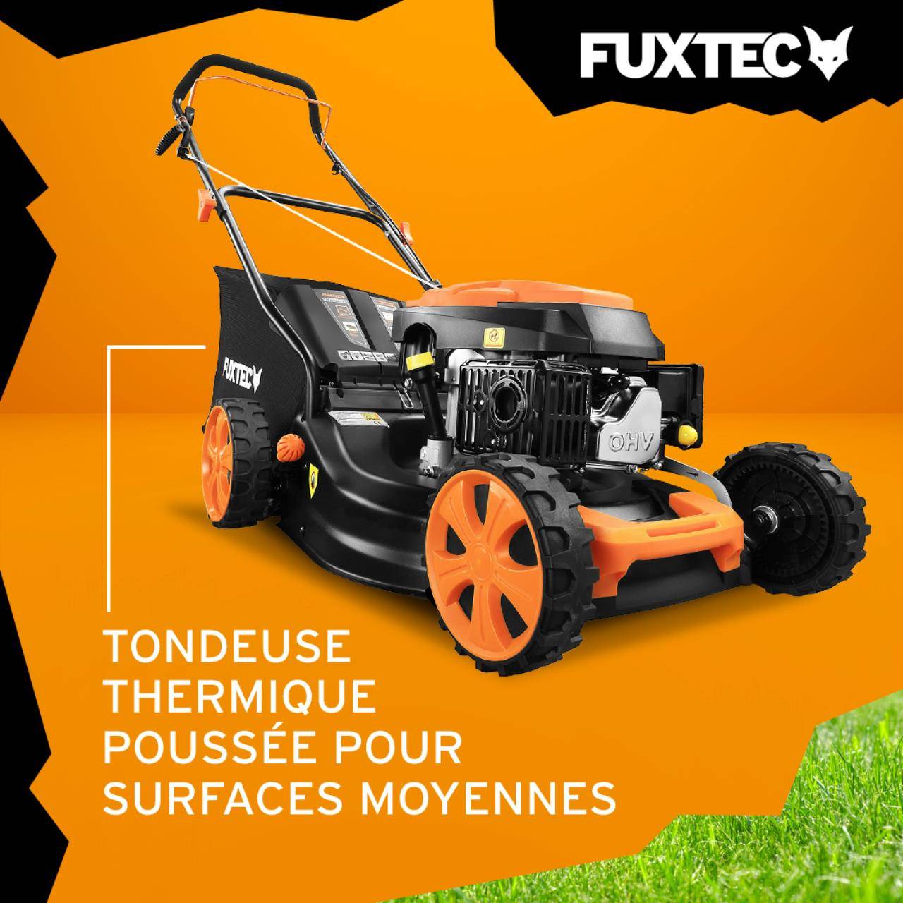 FUXTEC - Tondeuse à Gazon Thermique FUXTEC 146 cm³ 46 cm – Poussée, Bac 50L – Modèle FX-RM4646ECO 3,5 CV - Image 2
