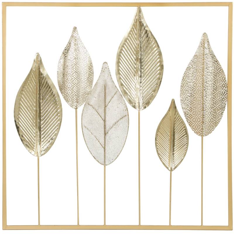 Décoration murale feuilles métal intérieur salon design moderne 70x70 cm doré - ComfortXL Outdoor Living - Image 2