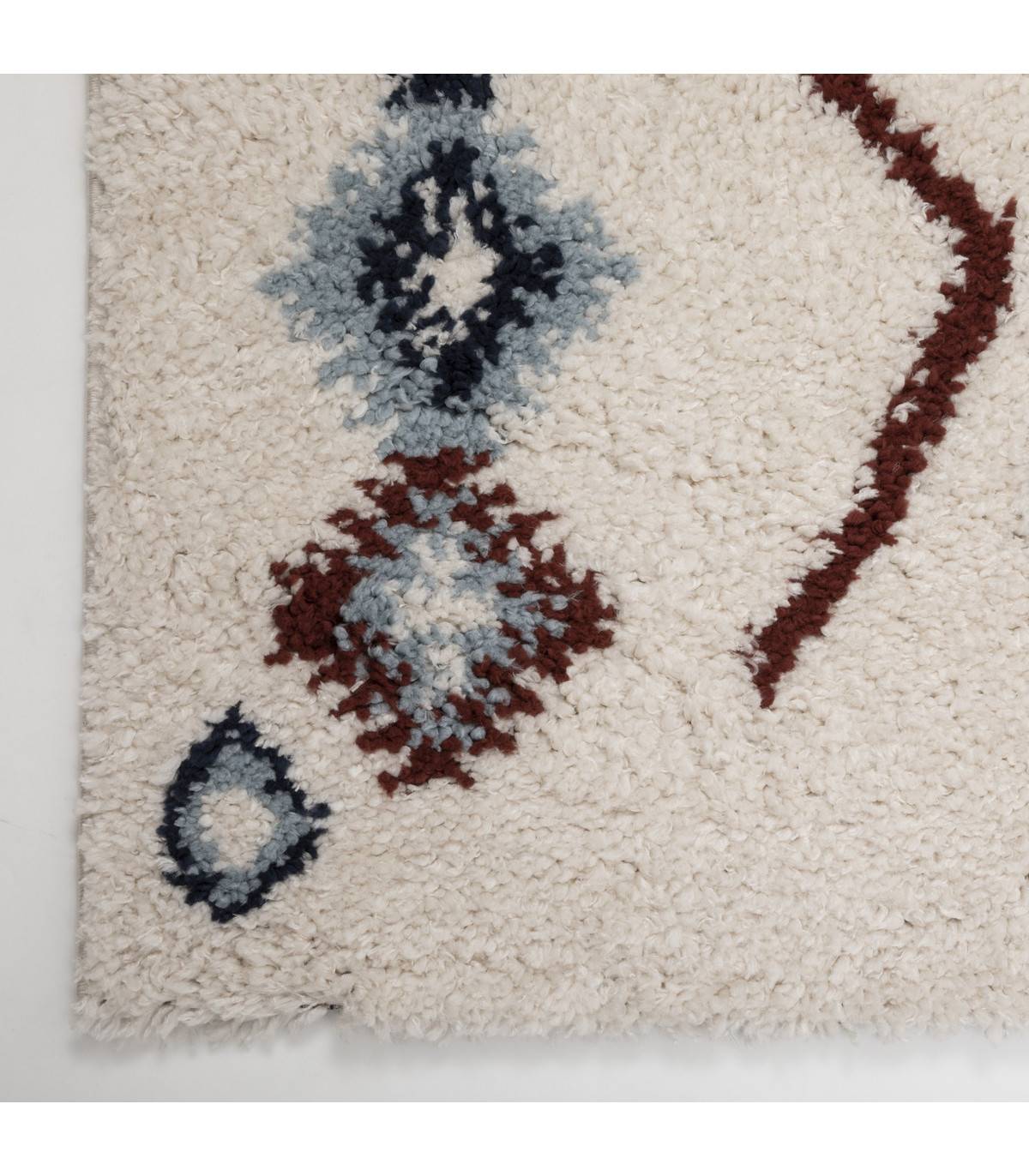 Tapis décoratif Ivoire Bleu et Terracotta esprit Berbère  60  x 110 cm - Image 2