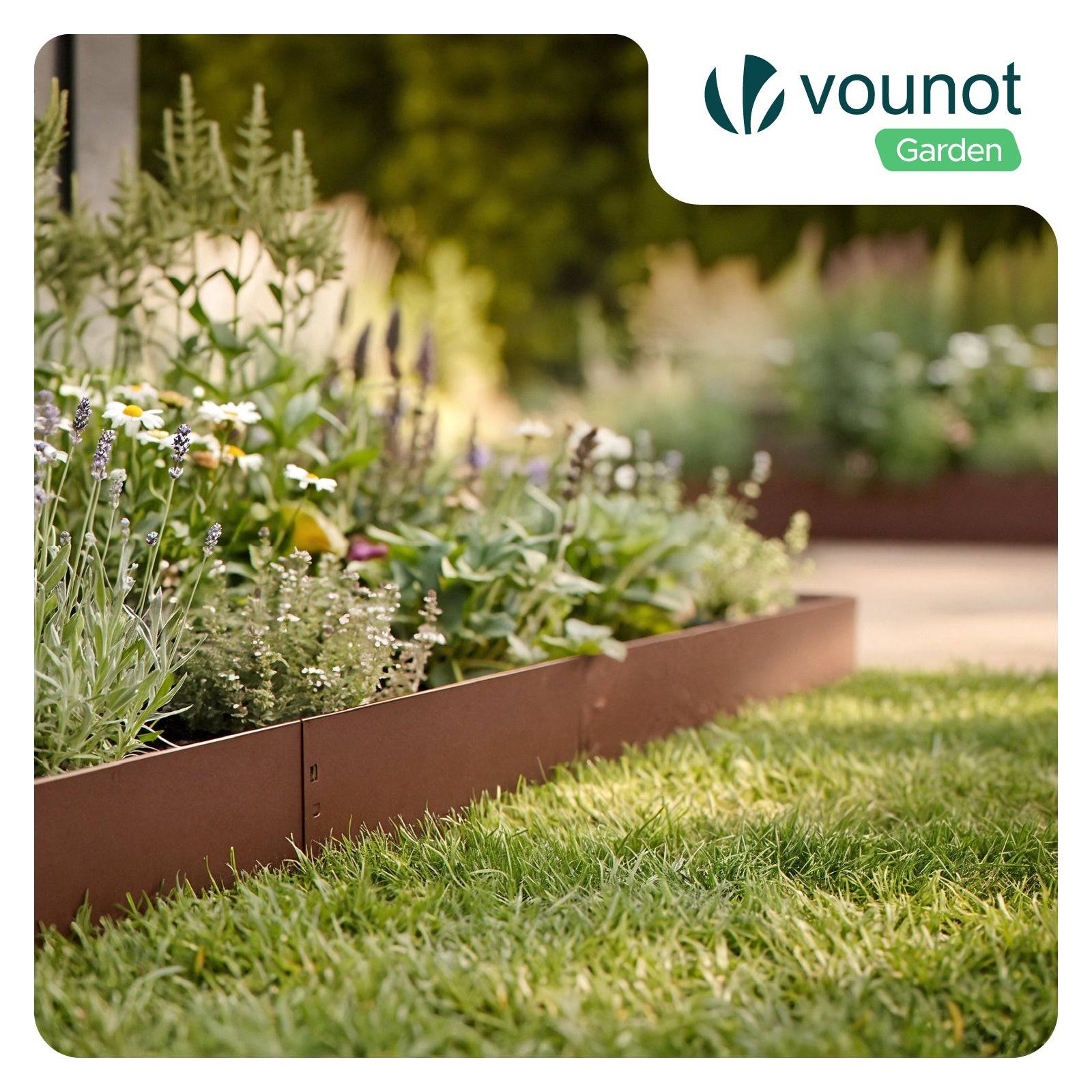 Vounot - Lot de 20 Bordure de jardin en métal flexible 100x13cm marron - clôture gazon antirouille 20m - VOUNOT® - Image 2