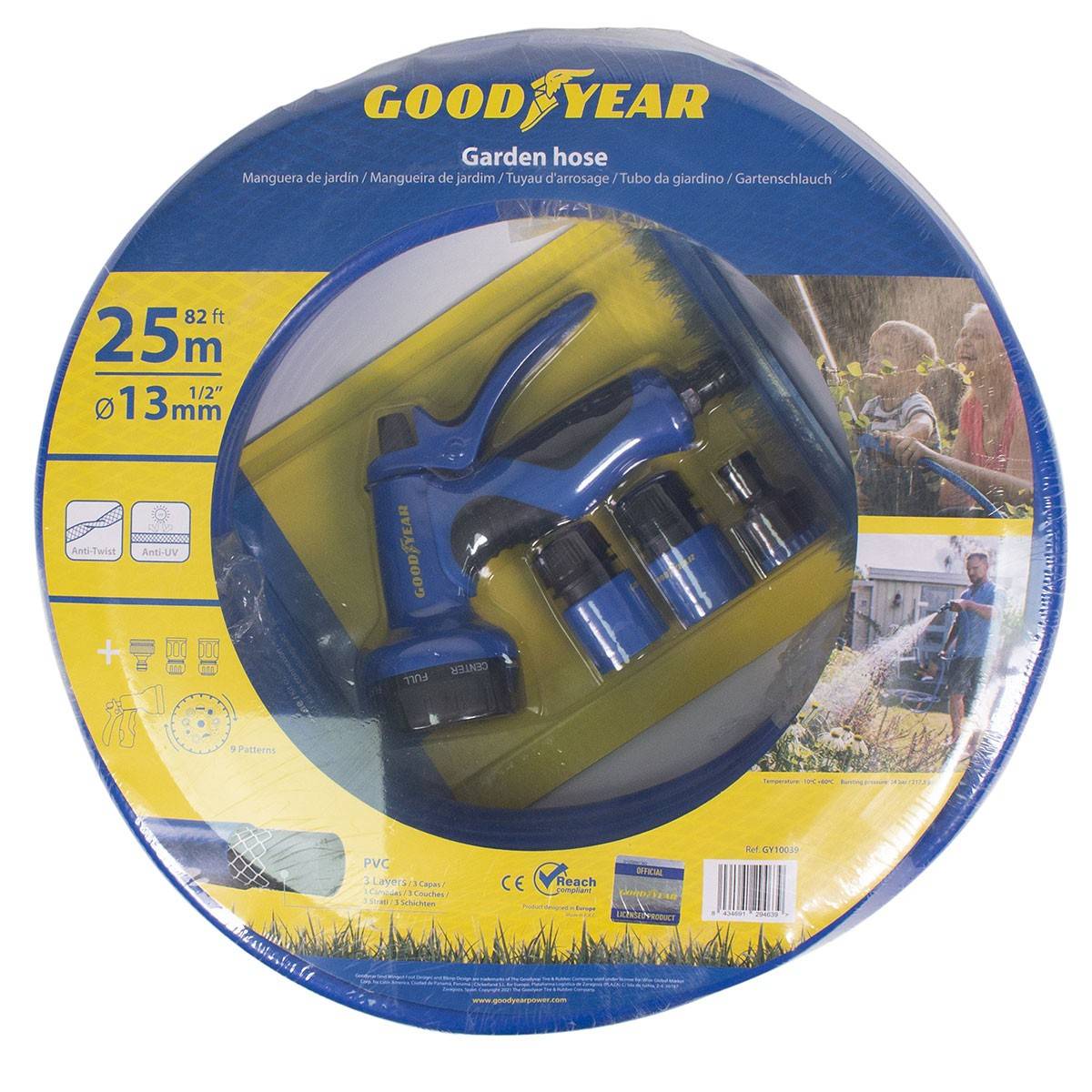Kit arrosage Tuyau 25mètres Ø 13 mm Anti torsion + Pistolet Multi-jets 9 fonctions GOODYEAR - Imagen 6