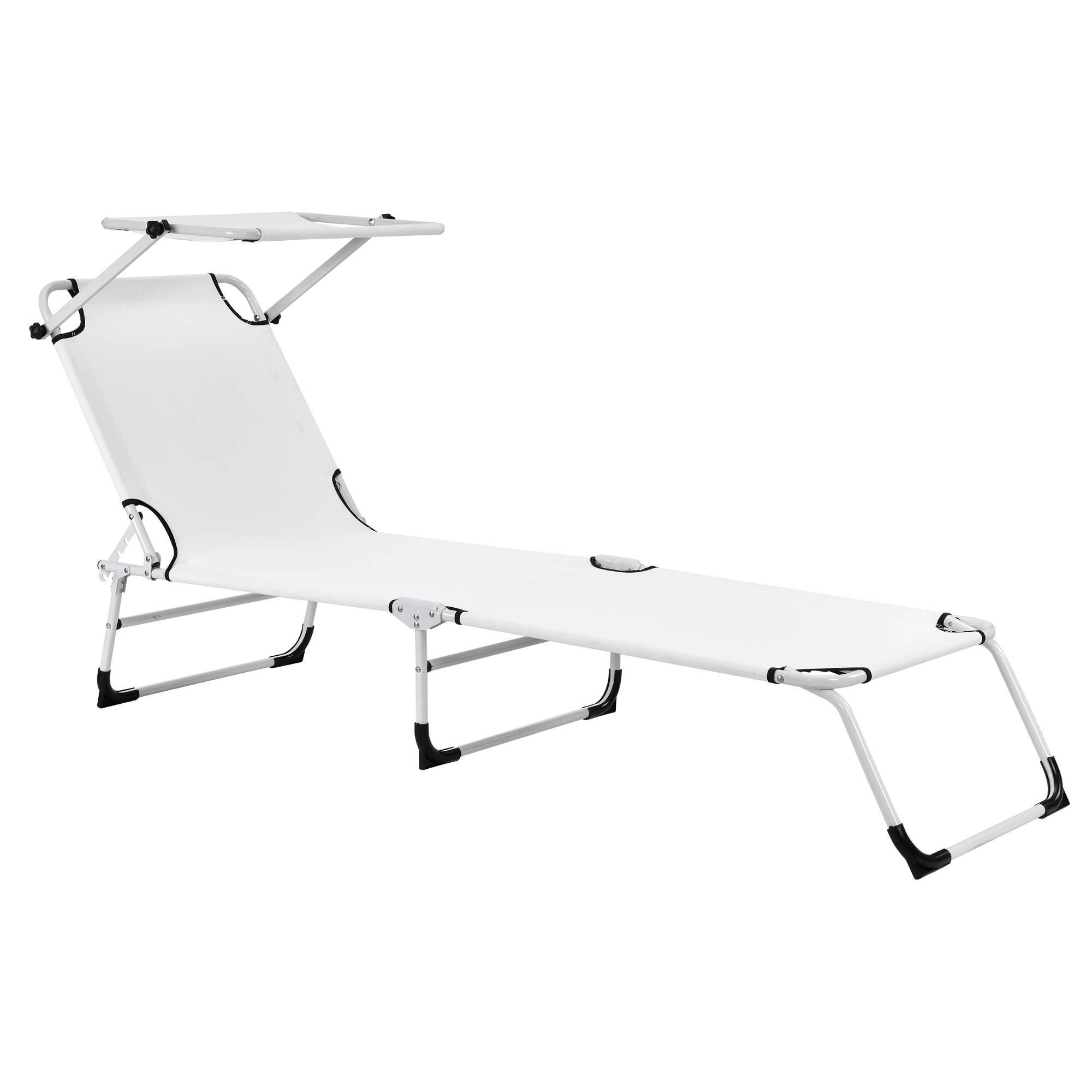 Casa.Pro - Tumbona Plegable Lomeda con Parasol Blanco 187 x 53 x 27 cm [casa.pro] - Imagen 1