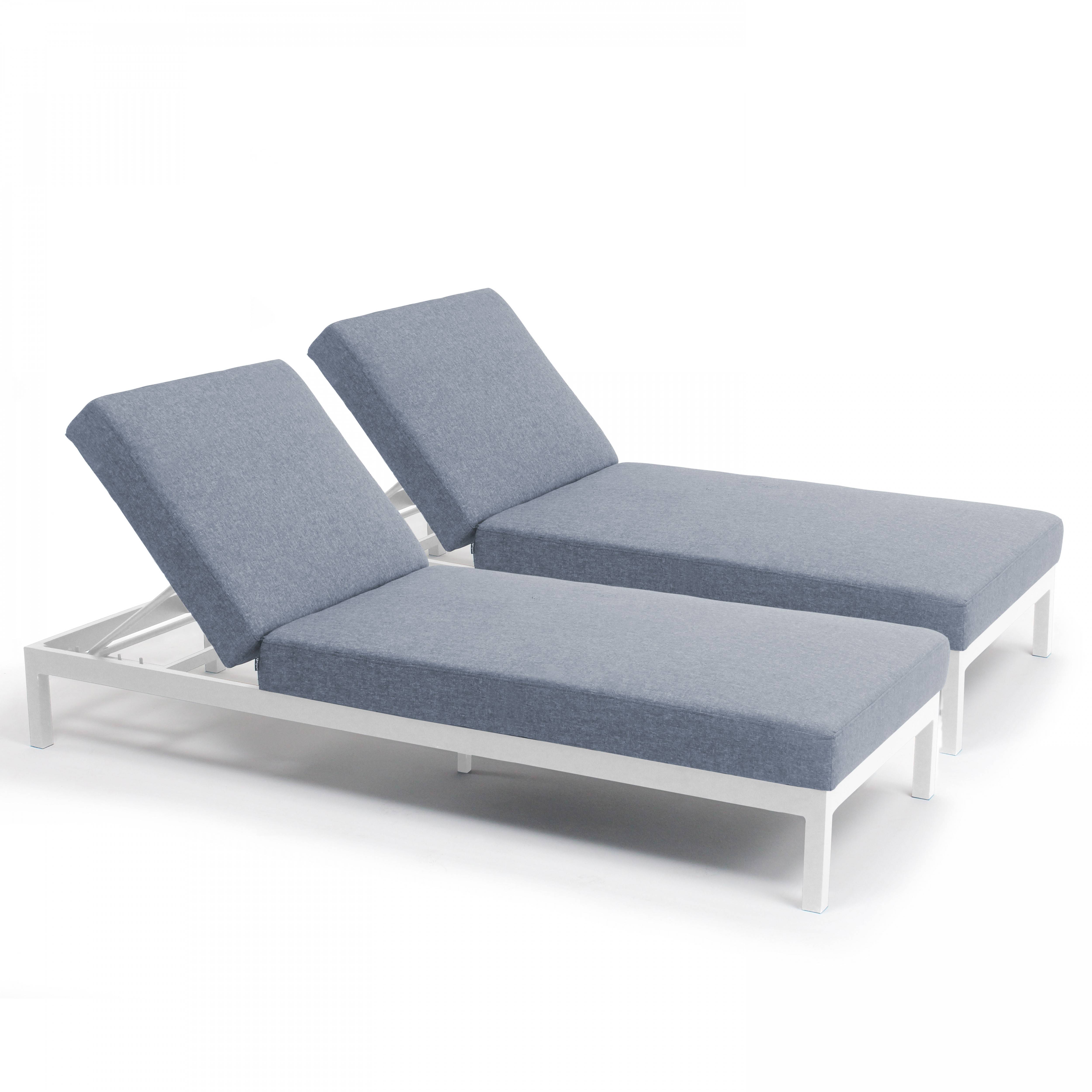 Oviala - Lot de 2 bains de soleil inclinable en aluminium gris clair Galapagos - Oviala - Imagen 1