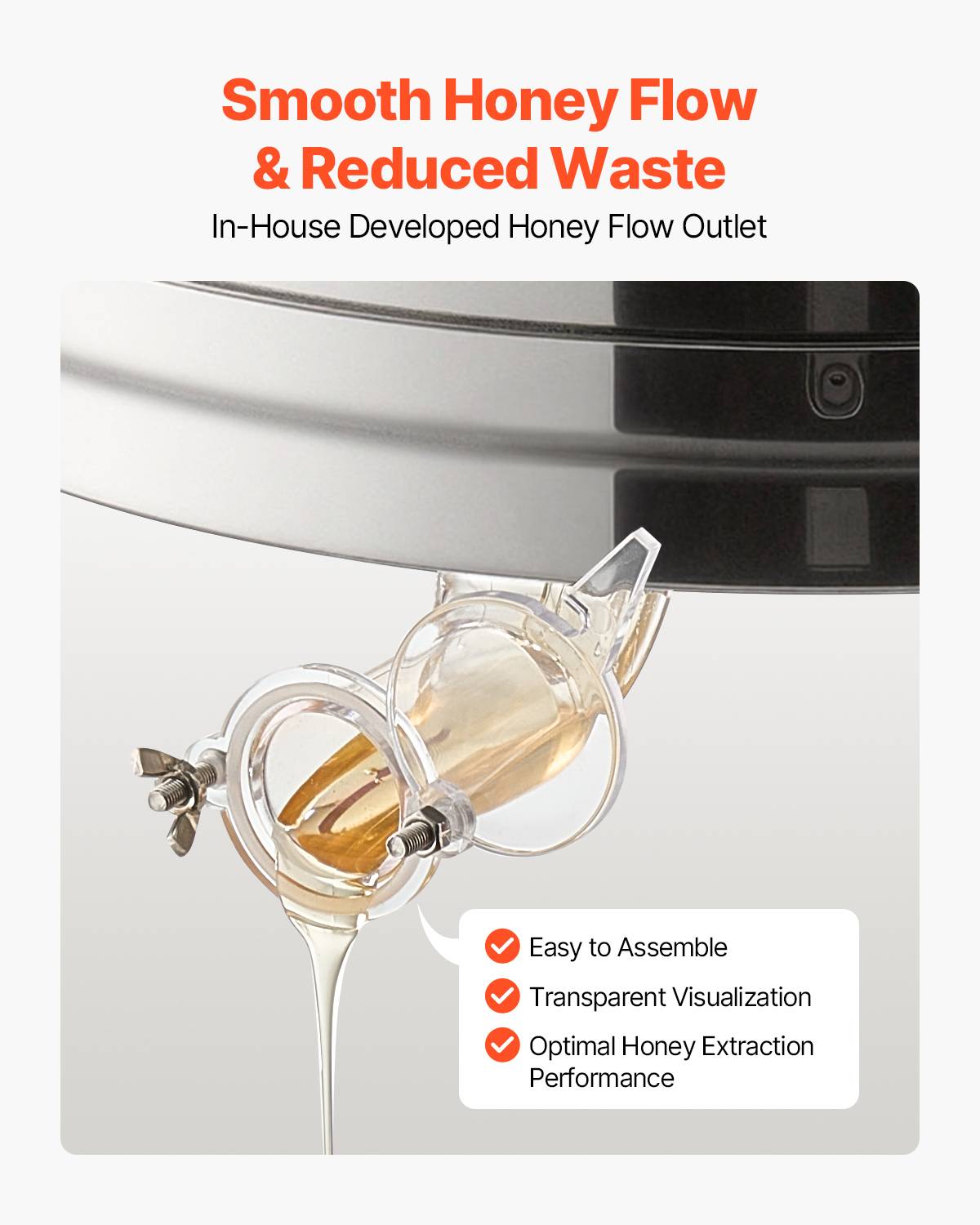 Vevor - VEVOR Extracteur de miel manuel 6 cadres, acier inox 201, couvercle transparent, support réglable 30–40 cm, pour cadres moyens et peu profonds. - Image 3