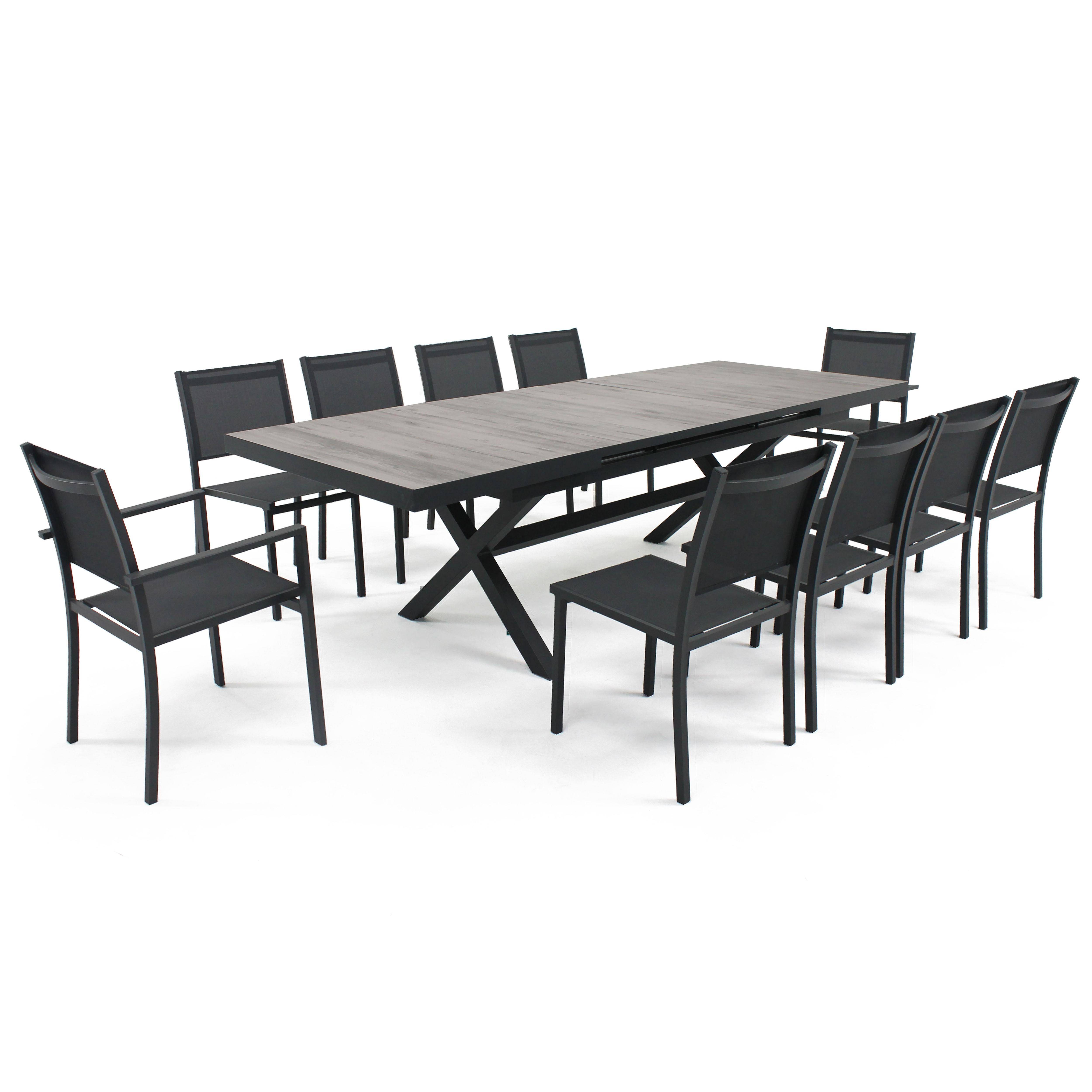 Oviala - Table extensible en aluminium et céramique 10 chaises gris Tivoli - Oviala - Imagen 1