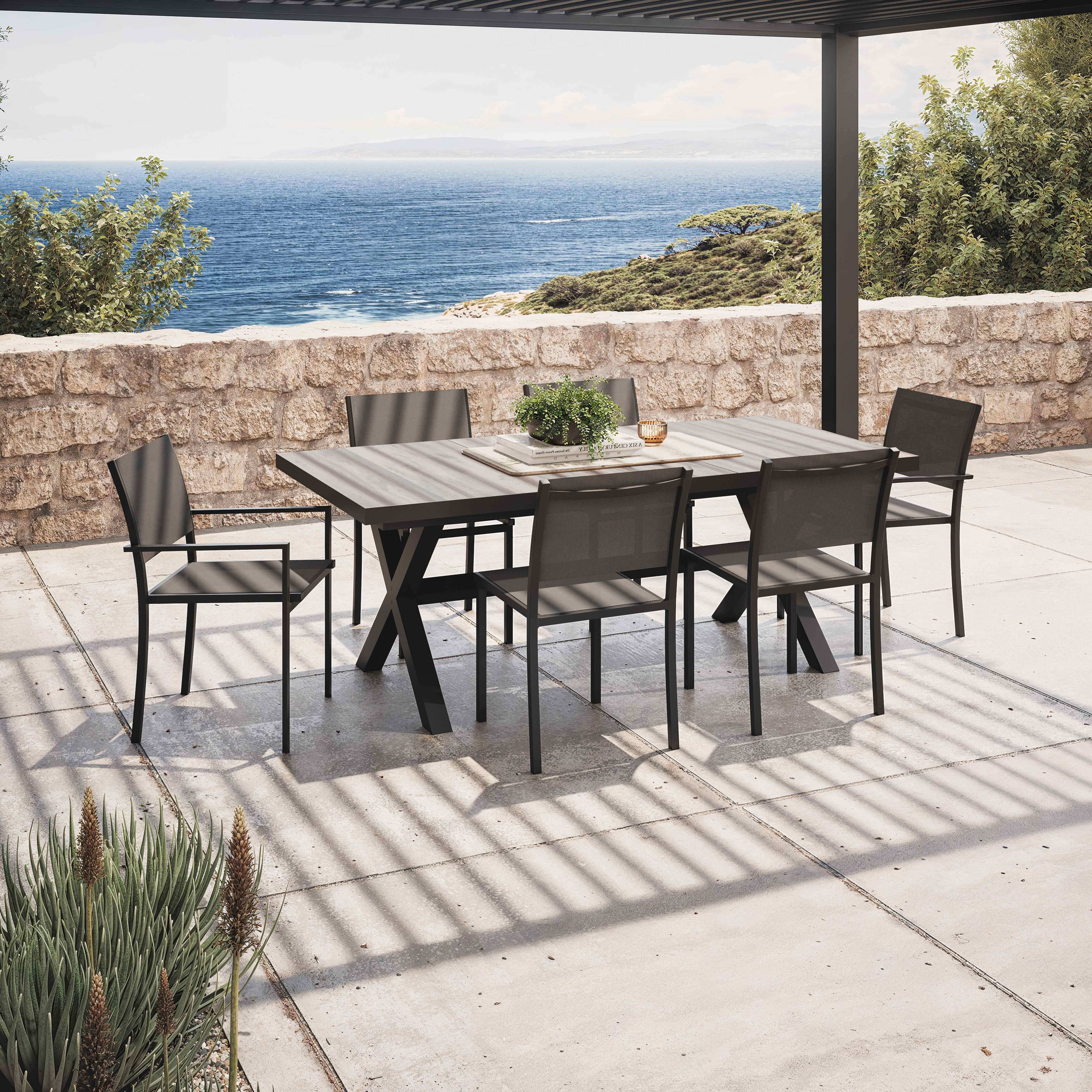 Oviala - Table extensible en aluminium et céramique 10 chaises gris Tivoli - Oviala - Imagen 4