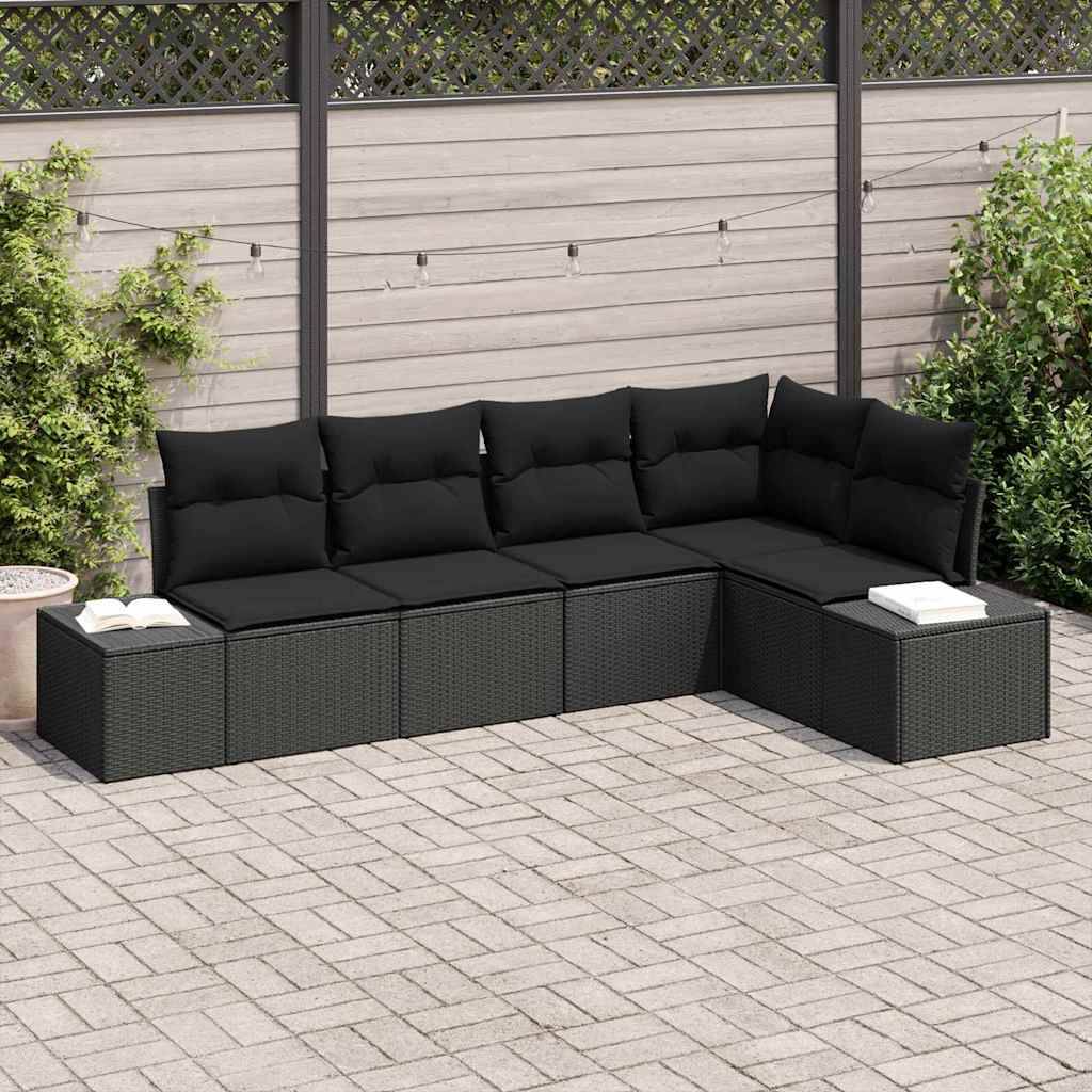 Vidaxl - Ensemble de canapé de jardin avec stockage 5 pcs Noir polyrotin vidaXL 3355732 - Image 1