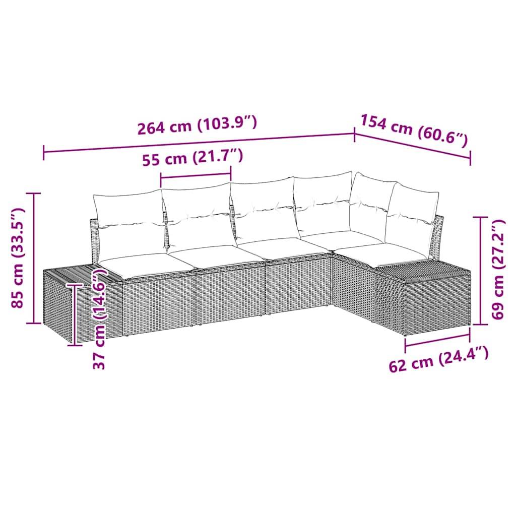 Vidaxl - Ensemble de canapé de jardin avec stockage 5 pcs Noir polyrotin vidaXL 3355732 - Image 3