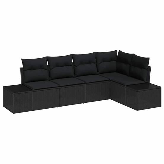 Vidaxl - Ensemble de canapé de jardin avec stockage 5 pcs Noir polyrotin vidaXL 3355732 - Image 2