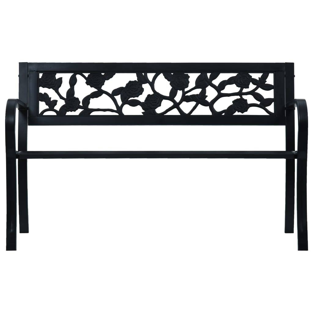 Helloshop26 - Banc de jardin meuble de patio d'extérieur terrasse 125 cm noir acier - Imagen 2