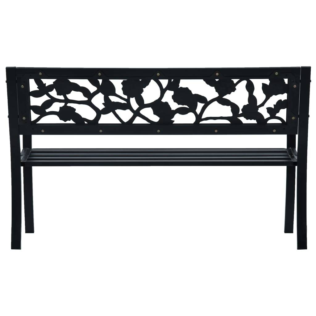 Helloshop26 - Banc de jardin meuble de patio d'extérieur terrasse 125 cm noir acier - Imagen 4