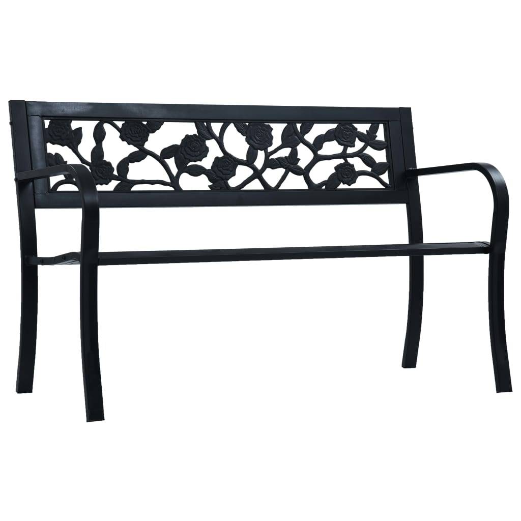 Helloshop26 - Banc de jardin meuble de patio d'extérieur terrasse 125 cm noir acier - Imagen 1