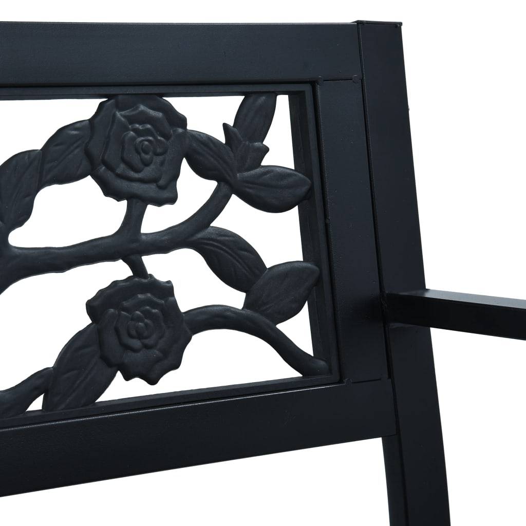 Helloshop26 - Banc de jardin meuble de patio d'extérieur terrasse 125 cm noir acier - Imagen 5