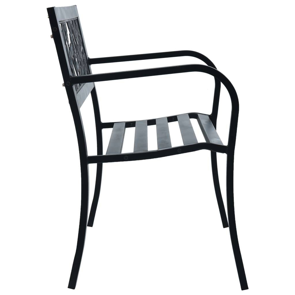 Helloshop26 - Banc de jardin meuble de patio d'extérieur terrasse 125 cm noir acier - Imagen 3
