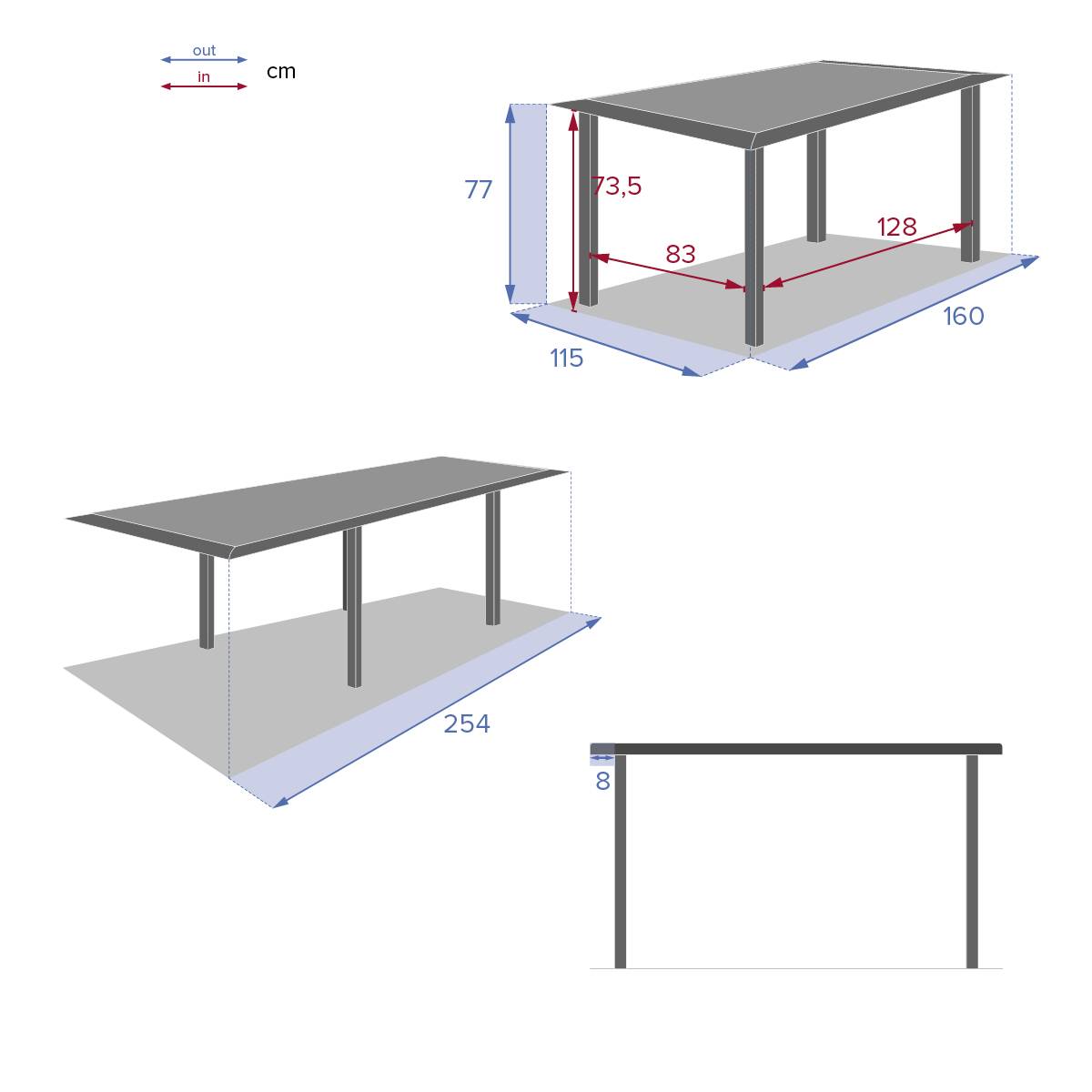 Hesperide - Table de jardin extensible "Allure" effet bois muscade & graphite 10 places en aluminium traité époxy Hespéride - Imagen 7