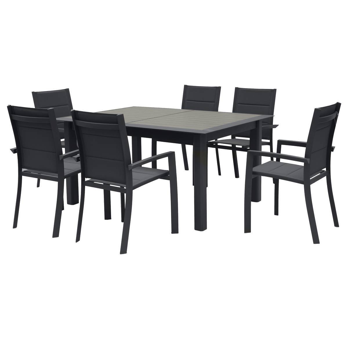 Hesperide - Table de jardin extensible "Allure" effet bois muscade & graphite 10 places en aluminium traité époxy Hespéride - Imagen 4