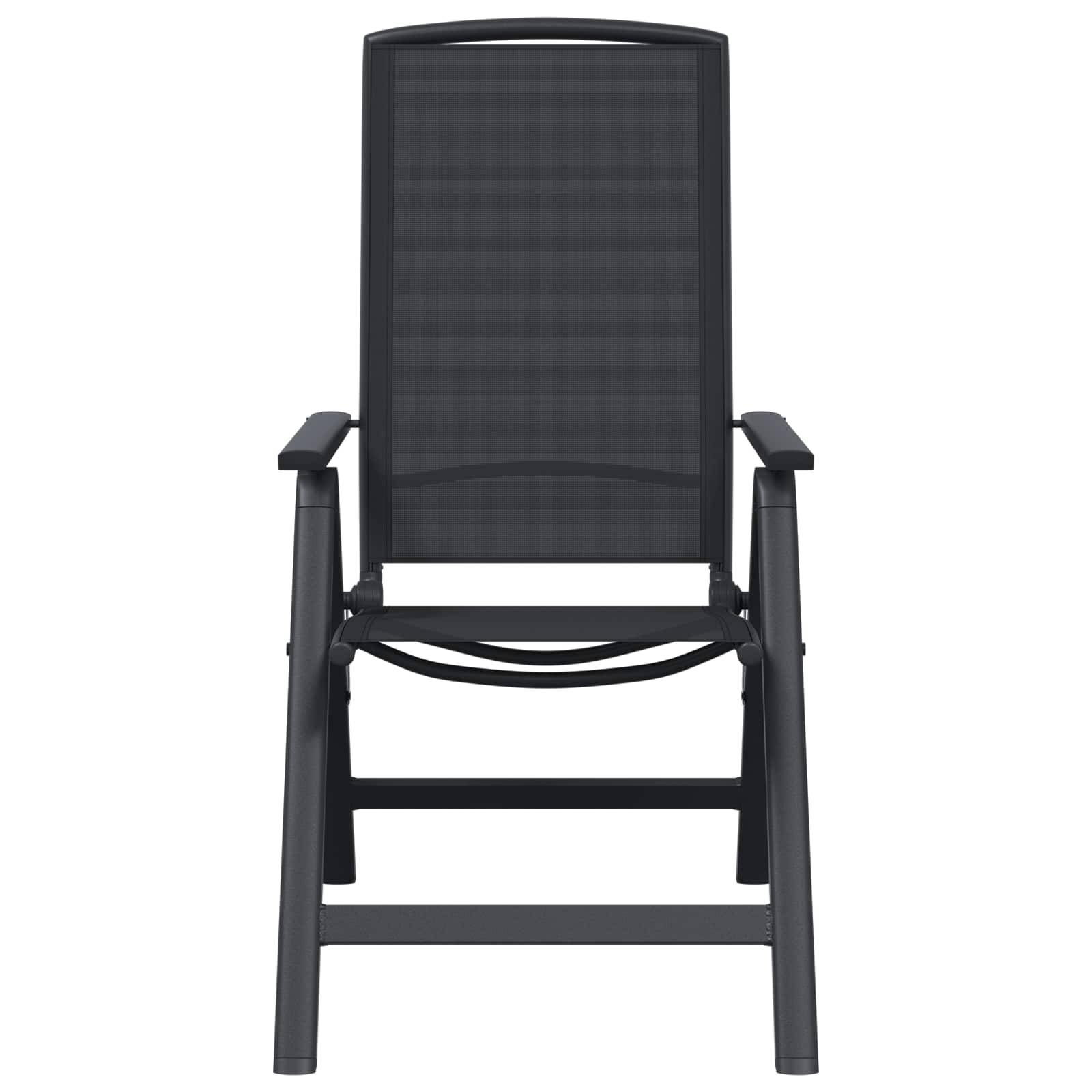 Chaises de jardin inclinables aluminium et textilène noir 71 x 58 x 112 cm - PANGIVO - Image 5