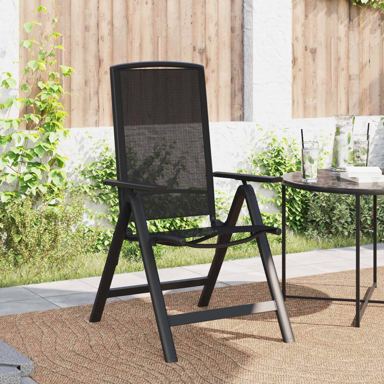 Chaises de jardin inclinables aluminium et textilène noir 71 x 58 x 112 cm - PANGIVO - Image 3