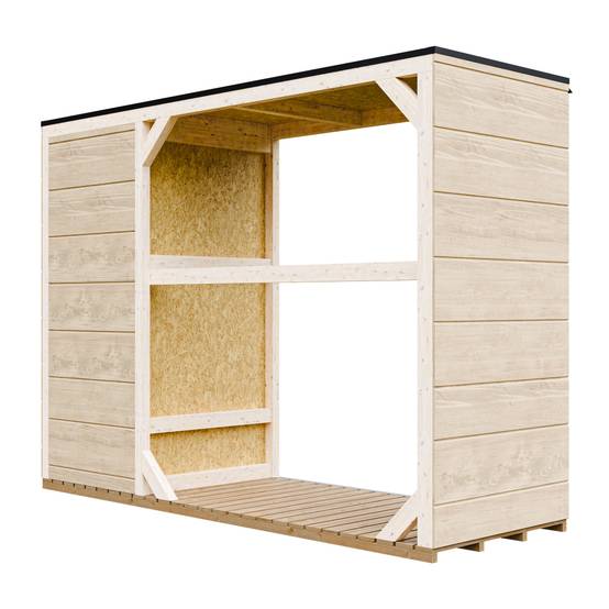 Timbela - Abri à bûches extérieur - 1,09+0,53 m² / 75x217xH159 cm - Abri à bûches moderne avec rangement latéral pour les outils - Timbela M981-HARVEST HONEY - Image 3