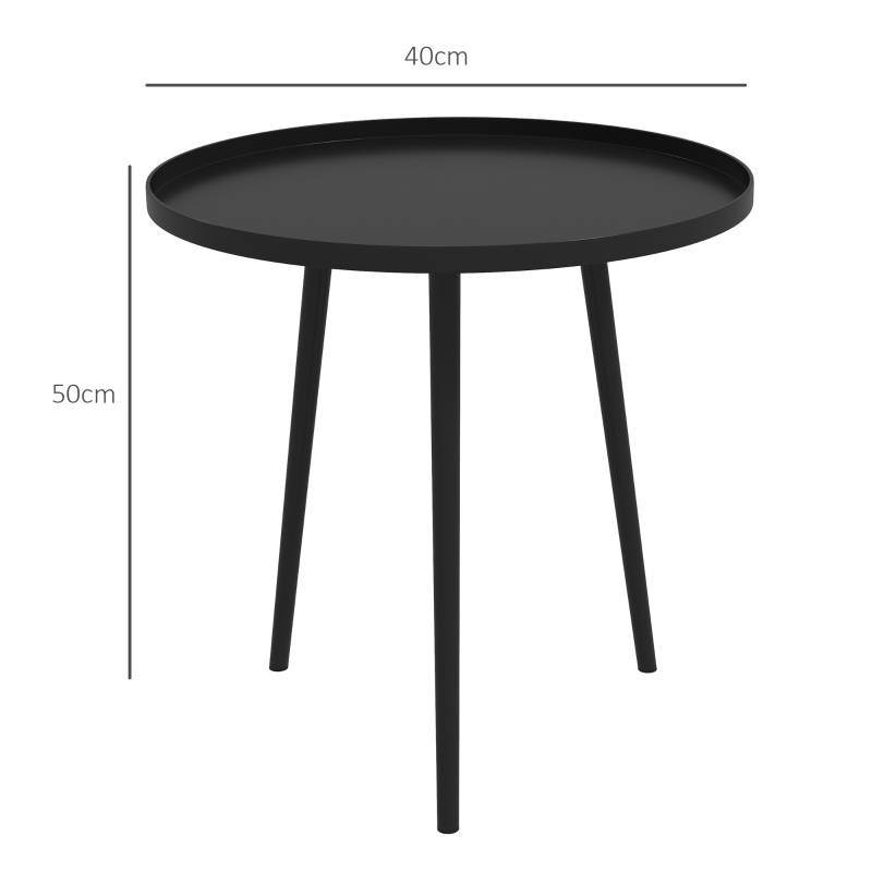 Table ronde extérieur structure acier Ø40x50cm noire, table d'appoint terrasse - Image 3
