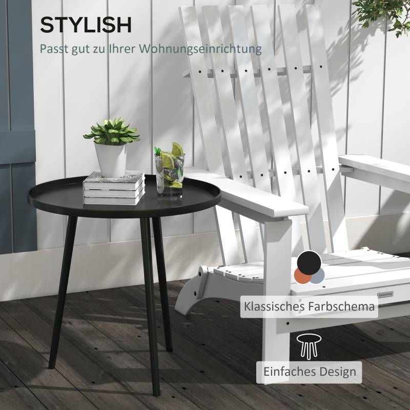 Table ronde extérieur structure acier Ø40x50cm noire, table d'appoint terrasse - Image 4