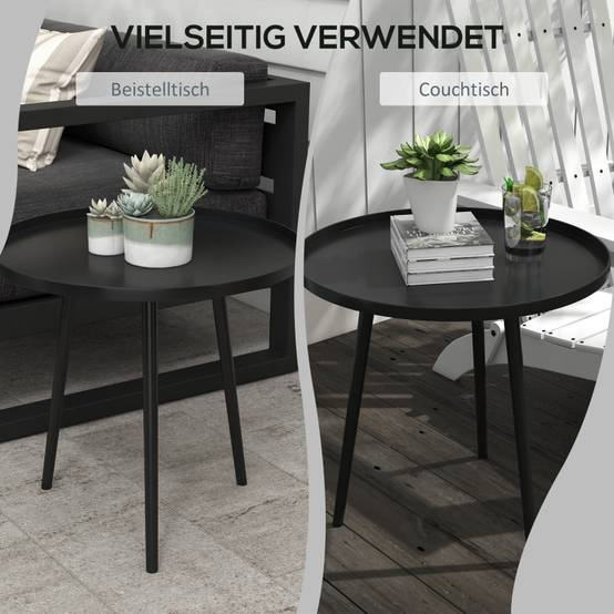 Table ronde extérieur structure acier Ø40x50cm noire, table d'appoint terrasse - Image 5