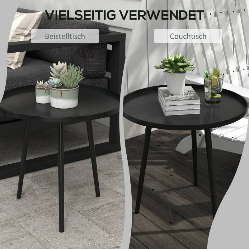 Table ronde extérieur structure acier Ø40x50cm noire, table d'appoint terrasse - Image 5