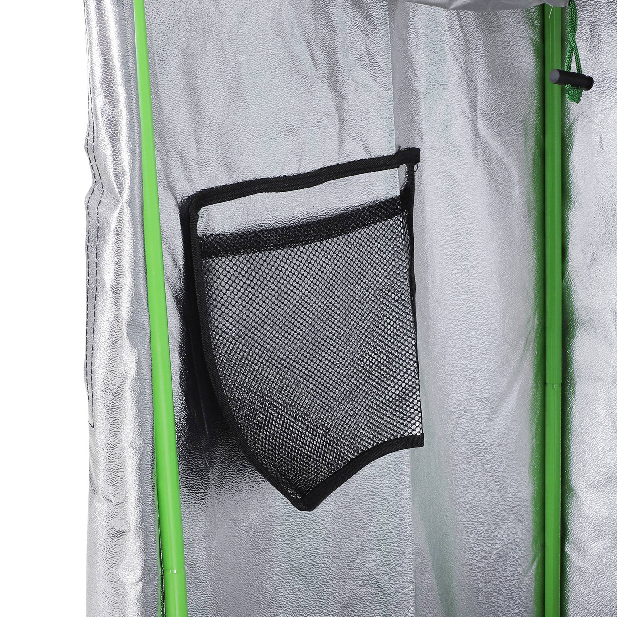 Tente hydroponique Oxford 600D, 3 prises d'air et fenêtre, câbles, 60x60x140 cm, noire - Image 10