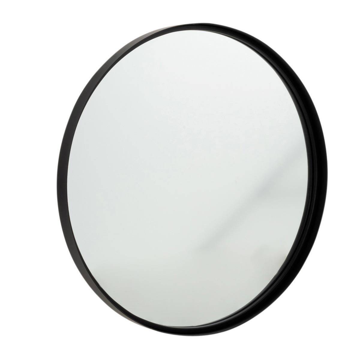 J-Line - Miroir Mural Rond Design "Bord Métal" 60cm Noir - Image 1
