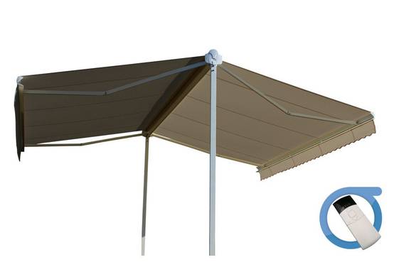 Ombrazur - Store double pente GARDEN Blanc 4mx3mx2 Motorisé à télécommande - Toile Taupe OMBRAZUR - Imagen 1