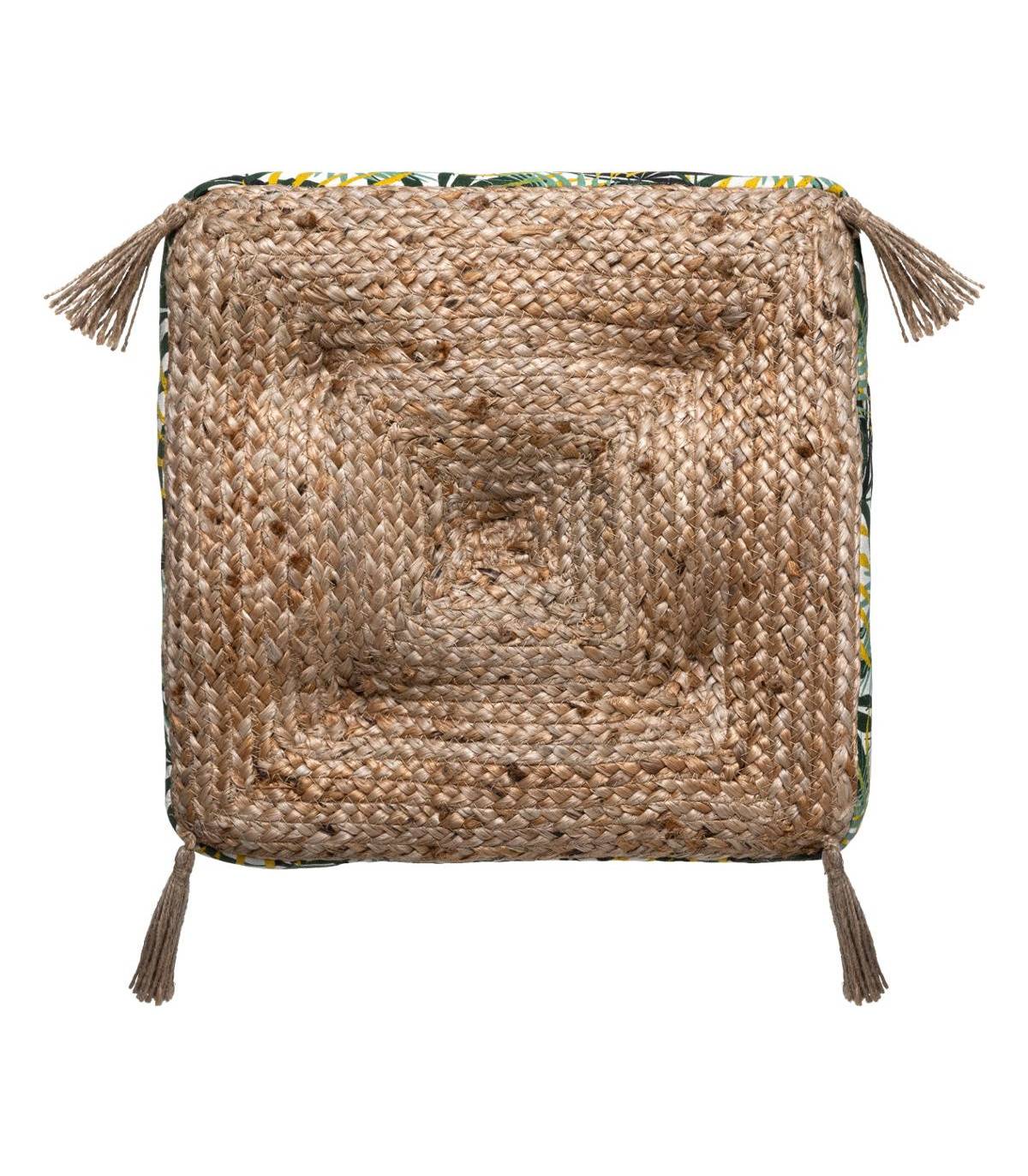 Coussin de Sol en Jute et Coton avec Pompons 38 x 38 cm - Imagen 3