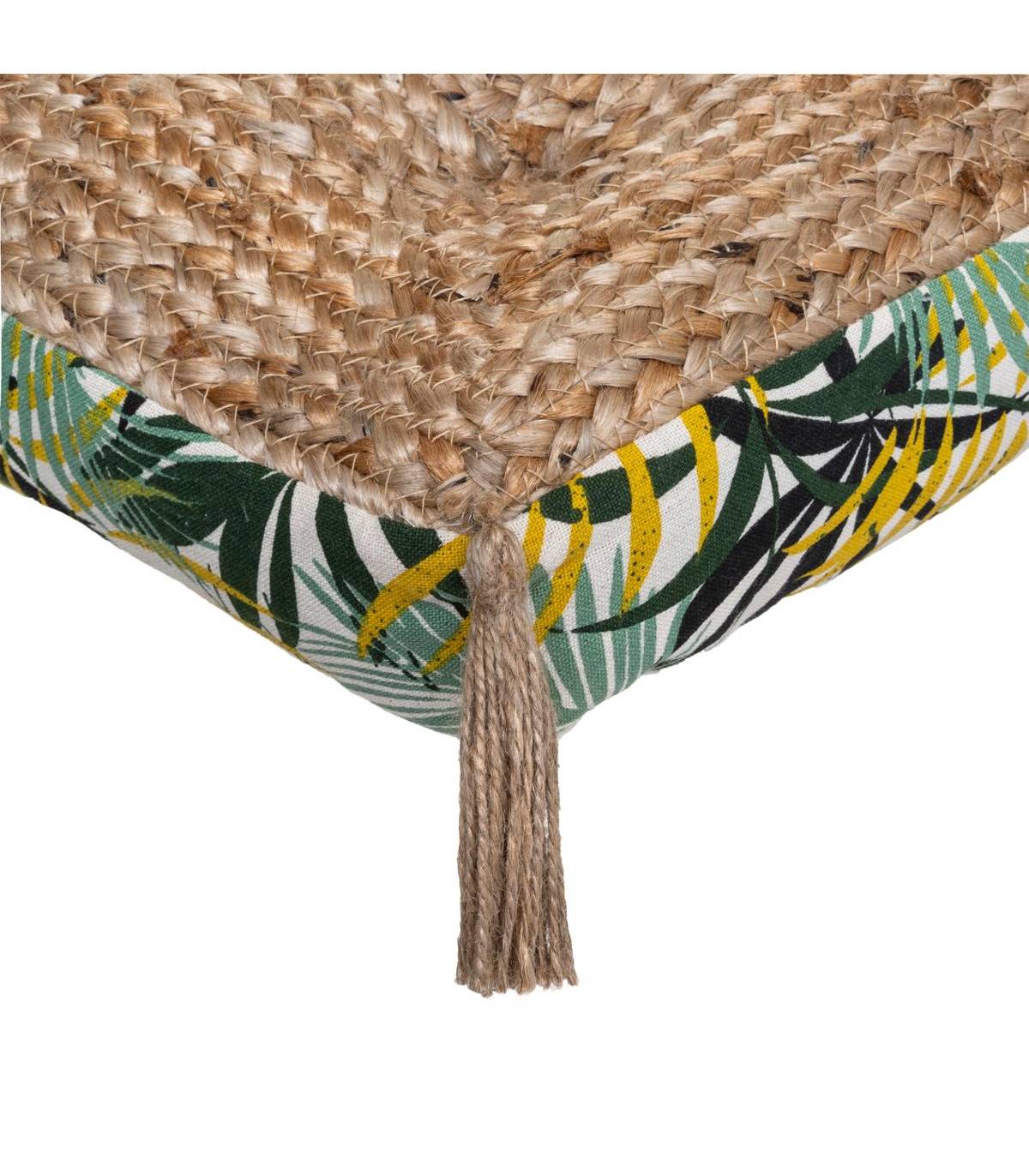 Coussin de Sol en Jute et Coton avec Pompons 38 x 38 cm - Imagen 2
