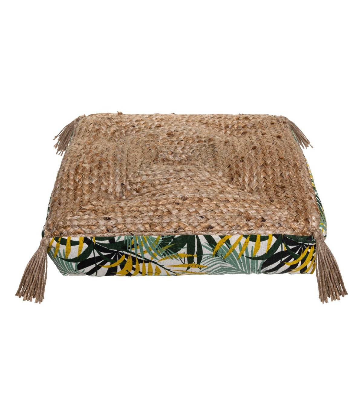 Coussin de Sol en Jute et Coton avec Pompons 38 x 38 cm - Imagen 1