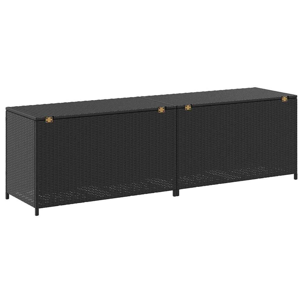 Grand Coffre de Rangement Résine Tressée Mécanisme à Gaz pour Jardin Noir 200x50x60 cm – ComfortXL Outdoor Living - Image 6