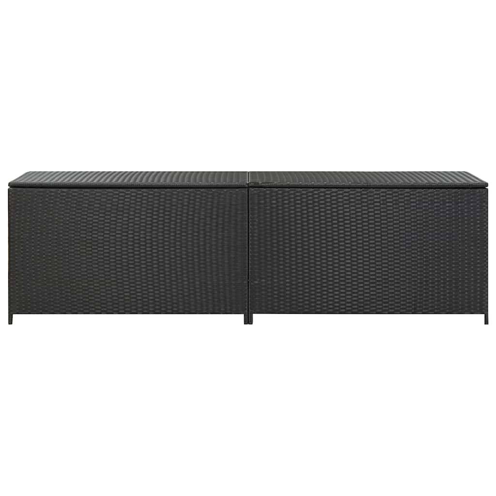 Grand Coffre de Rangement Résine Tressée Mécanisme à Gaz pour Jardin Noir 200x50x60 cm – ComfortXL Outdoor Living - Image 3